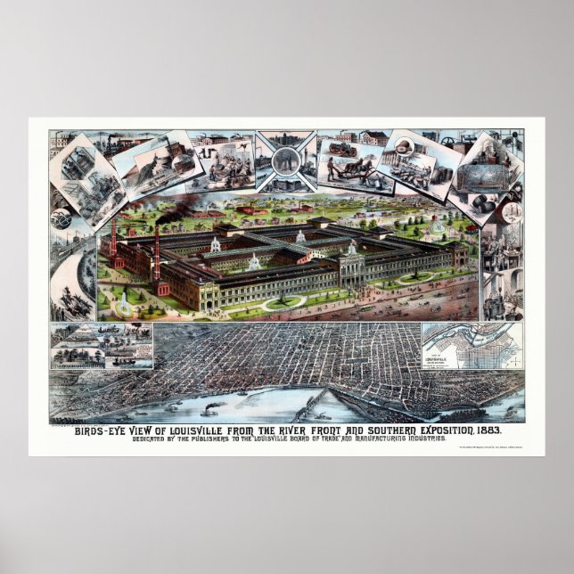 Louisville, KY Panoramic Map - 1883 Poster (Vorne)