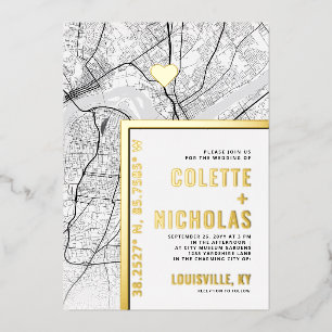 Louisville Love Locator Stadt Themen Hochzeit Folieneinladung