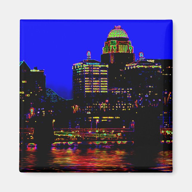 Louisville Neon Skyline Magnet (Vorne)