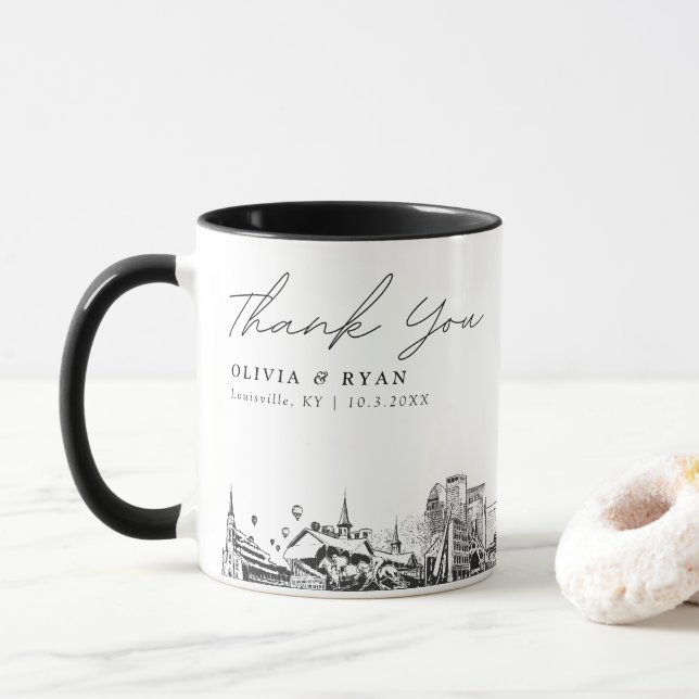 Louisville Sketch Simple Custom Wedding Coffee Tas Tasse (Mit Donut)