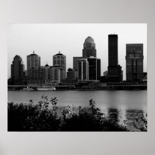 Louisville Skyline Black & White Print Poster