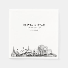 Louisville Skyline Wedding Paper Cocktail Napkin Serviette