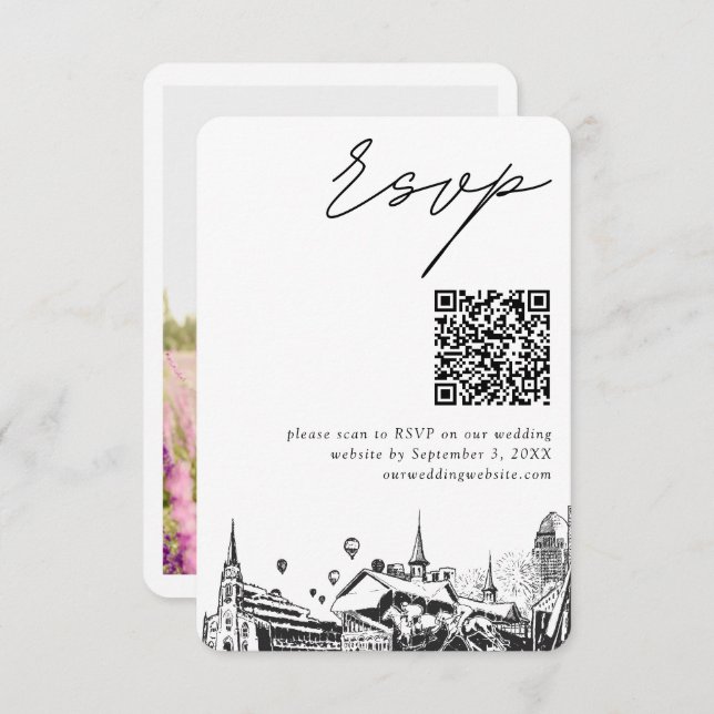 Louisville Wedding Modern UAWG QR Code Begleitkarte (Vorne/Hinten)