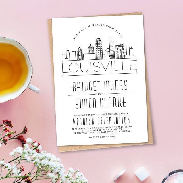 Louisville Wedding | Stilvolle Skyline-Einladung Einladung (Von Creator hochgeladen)