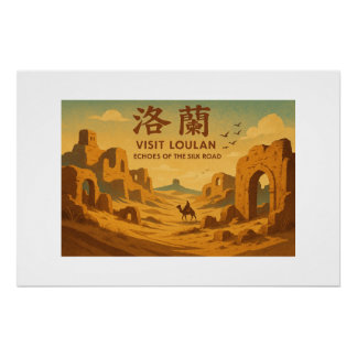 Loulan Ancient City Retro Kunstvoll wandern Poster