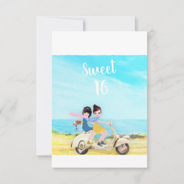Loulou & Ting * Happy Birthday Sweet 16 Girls Card (Vorderseite)