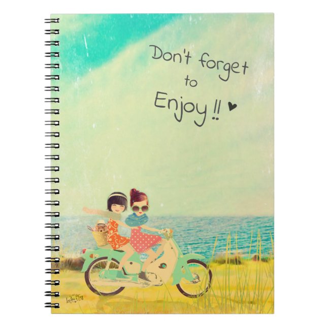 Loulou & Ting * Sunny girls on scooter Notizblock (Vorderseite)