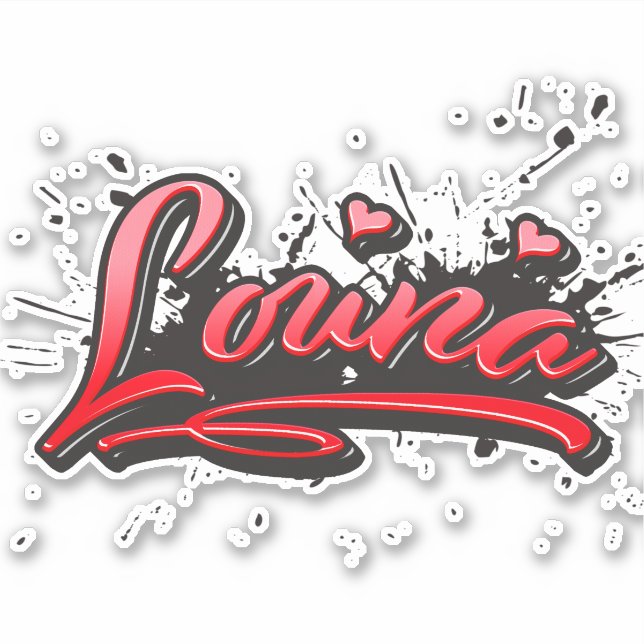 Louna red Heart Graffiti Aufkleber Sticker (Vorderseite)