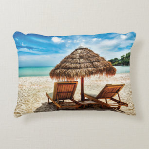 Lounge Chairs Beach throw Pillow Dekokissen