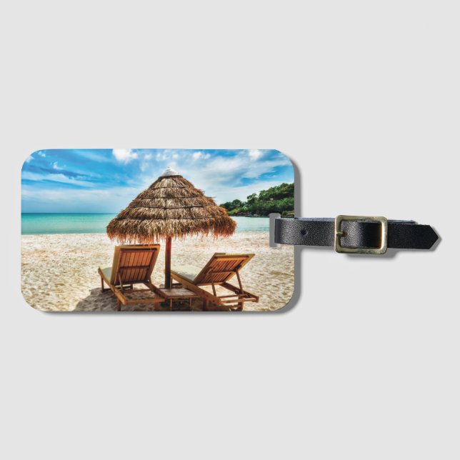 Lounge Chairs Beach throw Pillow Gepäckanhänger (Vorderseite (Horizontal))