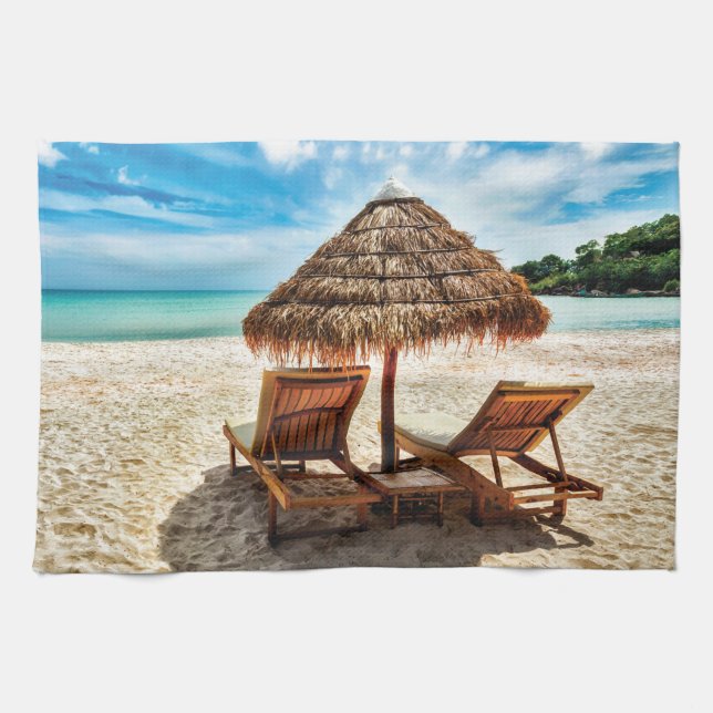 Lounge Chairs Beach throw Pillow Geschirrtuch (Horizontal)