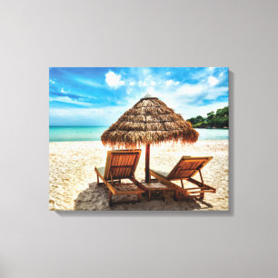 Lounge Chairs Beach throw Pillow Leinwanddruck