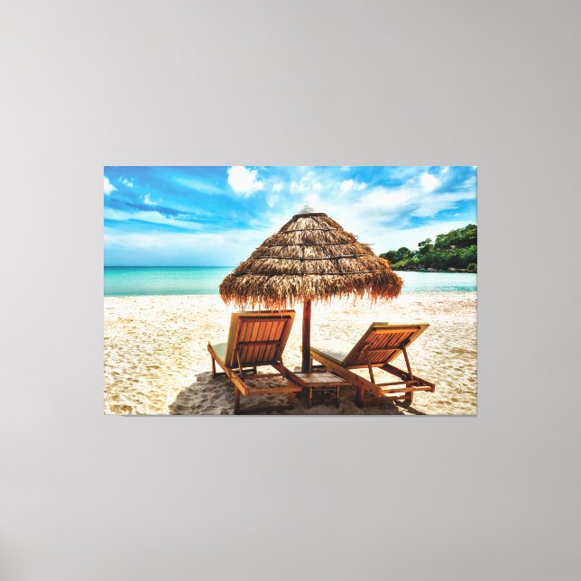 Lounge Chairs Beach throw Pillow Leinwanddruck (Vorderseite)