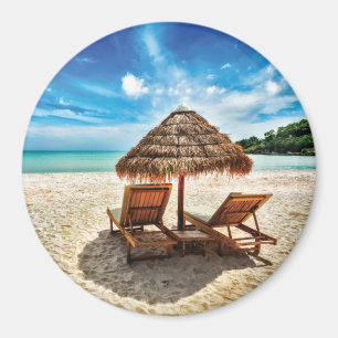 Lounge Chairs Beach throw Pillow Magnet