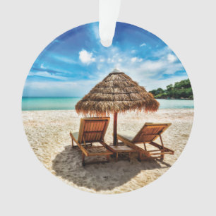 Lounge Chairs Beach throw Pillow Ornament