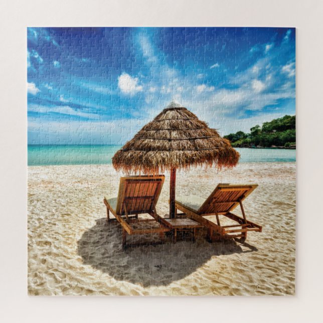 Lounge Chairs Beach throw Pillow Puzzle (Vertikal)