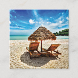 Lounge Chairs Beach throw Pillow Quadratische Visitenkarte