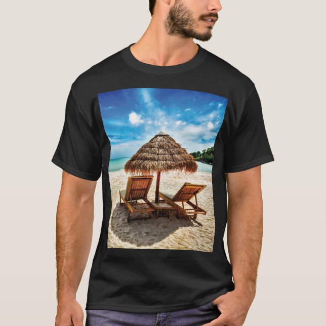 Lounge Chairs Beach throw Pillow T-Shirt (Vorderseite)