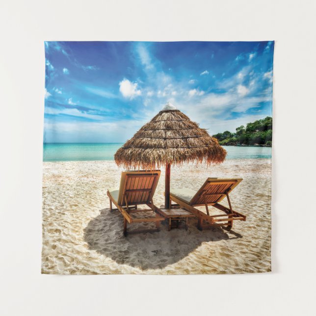 Lounge Chairs Beach throw Pillow Wandteppich (Vorderseite)