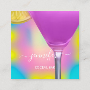 Lounge-Logo des Pub Drinks Bar Restaurant Rosa Quadratische Visitenkarte