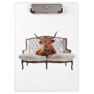 Lounging Highland Scottish Cow Clipboard Klemmbrett