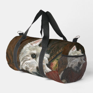 Lounging Westie auf Sofa Duffle Bag