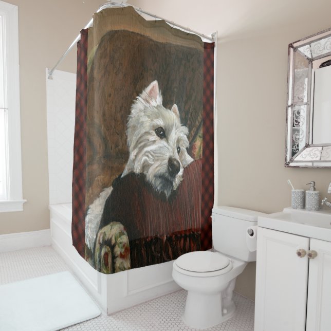 Lounging Westie auf Sofa Duschvorhang (Beispiel)