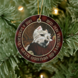Lounging Westie auf Sofa Keramik Ornament