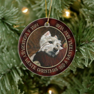 Lounging Westie auf Sofa Keramik Ornament