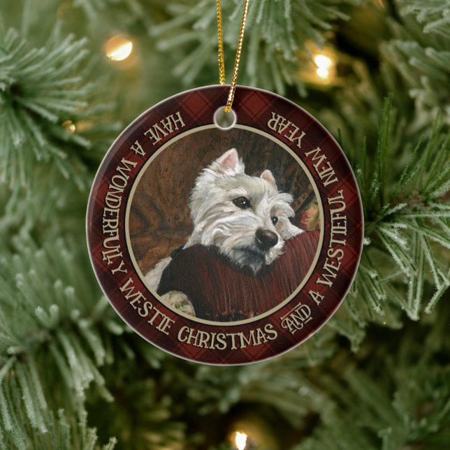 Lounging Westie auf Sofa Keramik Ornament (Baum)
