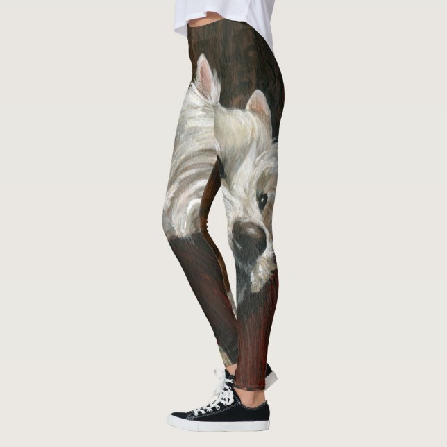 Lounging Westie auf Sofa Leggings (Links)