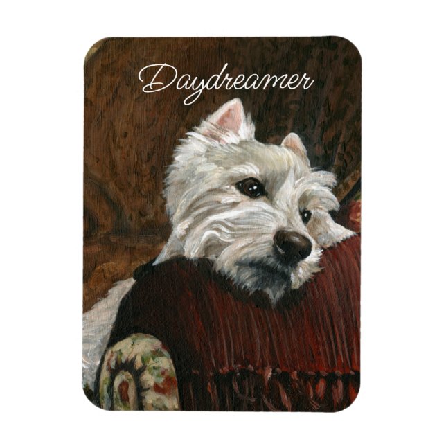 Lounging Westie auf Sofa Magnet (Vertikal)