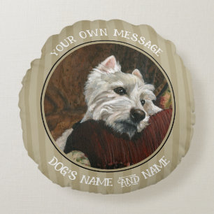 Lounging Westie auf Sofa Rundes Kissen