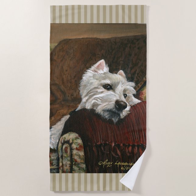 Lounging Westie auf Sofa Strandtuch (Vorderseite)