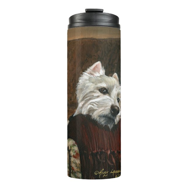 Lounging Westie auf Sofa Thermosbecher (Vorderseite)