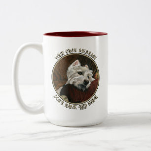 Lounging Westie auf Sofa Zweifarbige Tasse