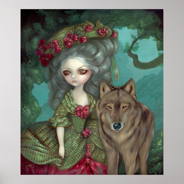 Loup-Garou: La Foret gothic wolf Rokoko Art Print Poster (Vorne)