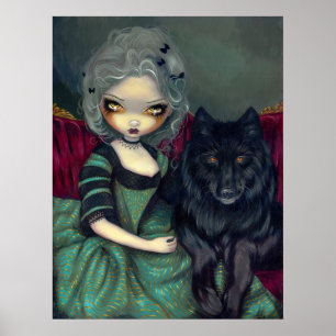 Loup-Garou: Noir Black Wolf Gothic Rokoko Print Poster