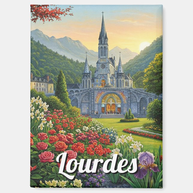 Lourdes France Travel Blume Magnet (Vorderseite)