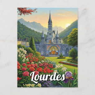 Lourdes France Travel Blume Postkarte