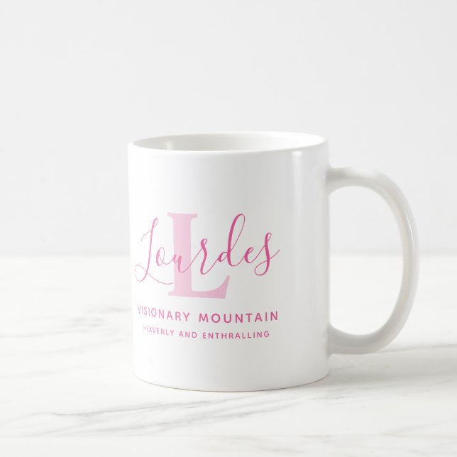 Lourdes Name Bedeutung und monogramm rosa Text Kaffeetasse (Rechts)