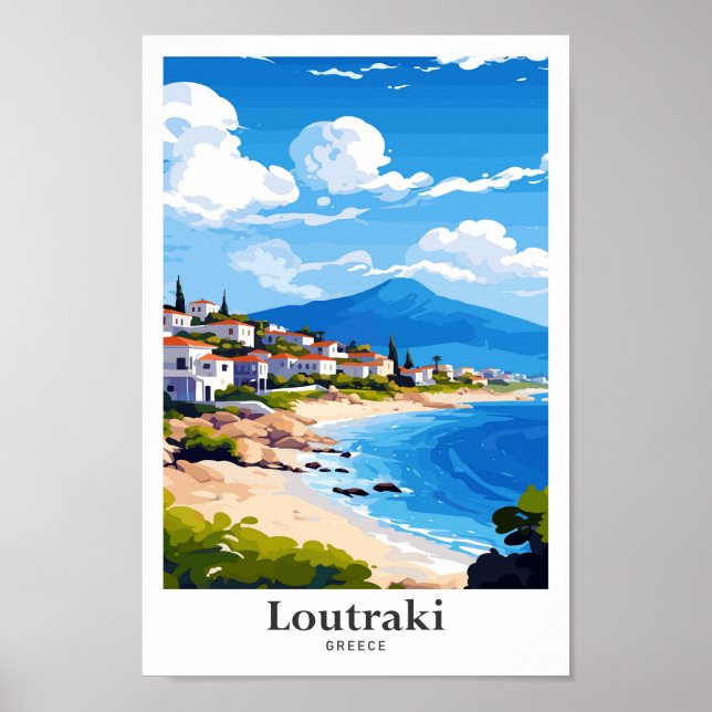 Loutraki Greece Travel Potrait Illustration Poster (Vorne)
