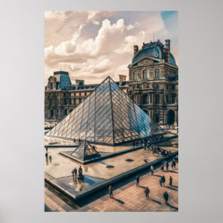 Louvre im Abend Ölgemälde Poster