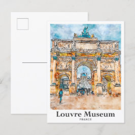Louvre Museum Frankreich Wasserfarben Hand Dragee Postkarte