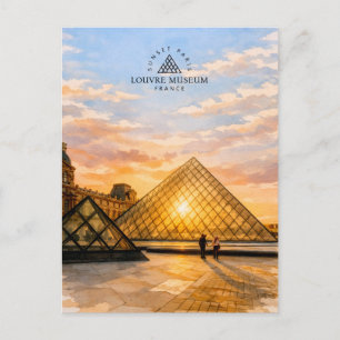 Louvre Museum Sonnenuntergang Paris Frankreich   A Postkarte