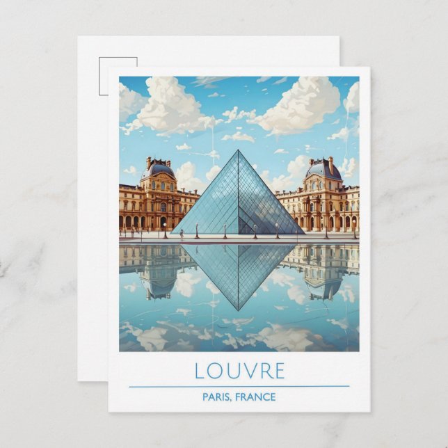 Louvre Paris Frankreich Vintage Travel Postkarte (Vorne/Hinten)