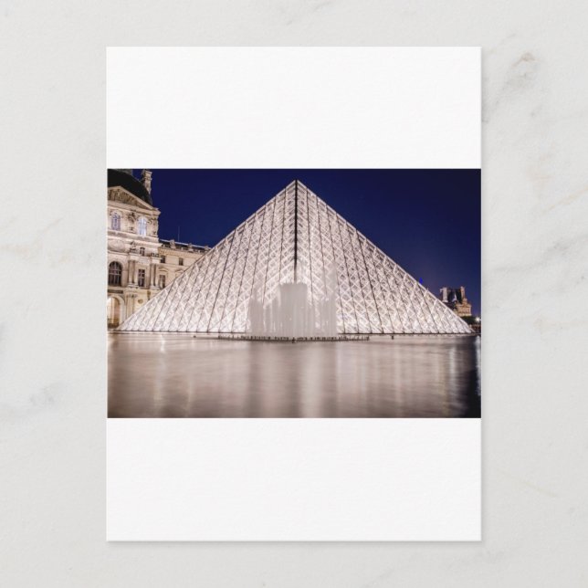 Louvre Pyramide france paris nachts Postkarte (Vorderseite)