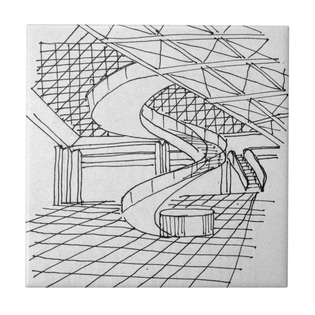 Louvre unterhalb der Pyramide| Paris, Frankreich Fliese (Vorderseite)