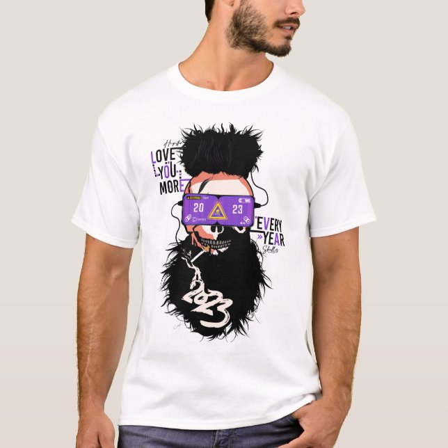LOVE 2023 Todeskopf Punk Hipster Skull Lunl T-Shirt (Vorderseite)