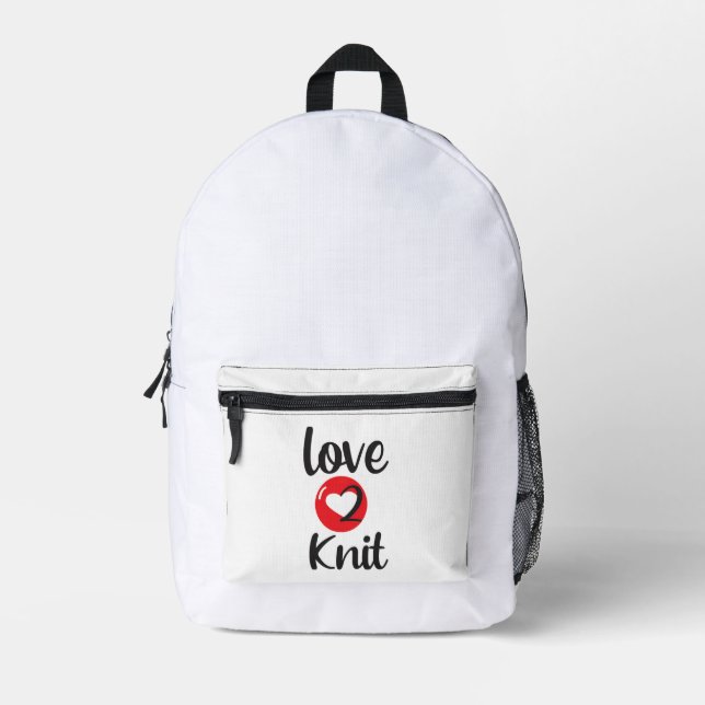 "Love 2 Knit" Bedruckter Rucksack (Vorderseite)